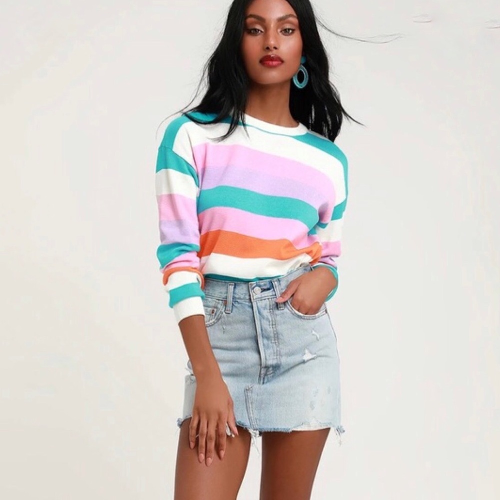 White Ivory Multi Striped Sweater